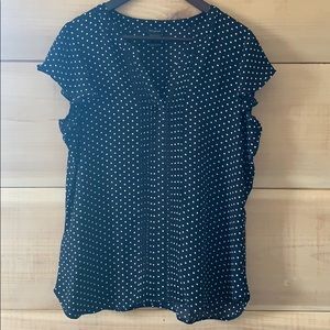 Ann Taylor Black with White Polka Dot Blouse